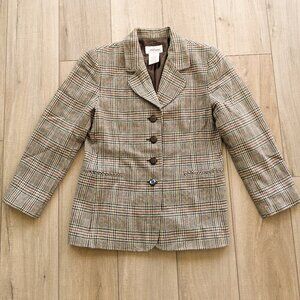 Vintage Worthington Plaid Blazer Jacket 6P Academia Wool Blend Old Money Preppy